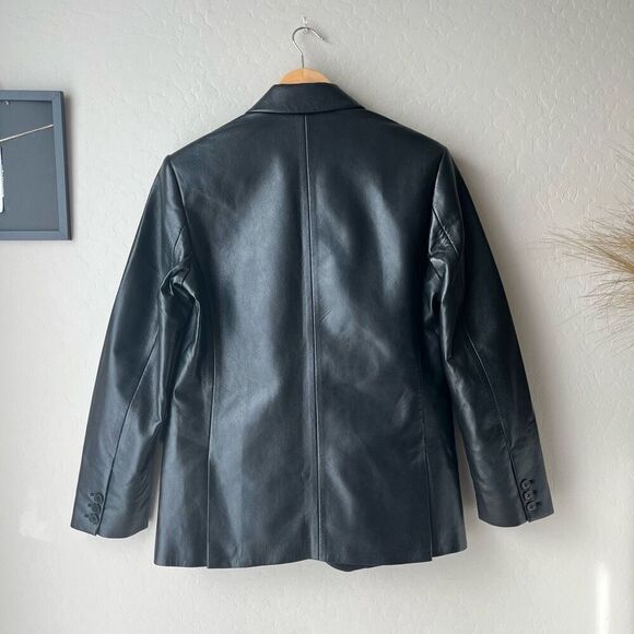 NEW Anine Bing Blazer Faux Leather Black Recycled Blazer Jacket Size Smal - Picture 9 of 13